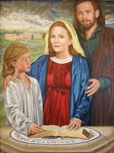 Jesus, Mary and Joseph  apatron saints for Covington Catholic High School painted by Tom Lohre.