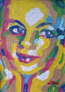 Candy Darline in oil pastel melted on Lexan by Tom Lohre.