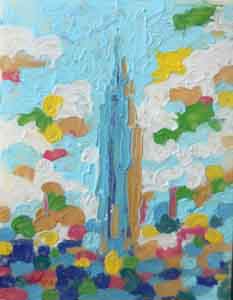 Empire State Building III New York New York Impressionism Oil Painting by longtime resident Tom Lohre.
