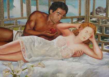 Oil painting of the Bible's story of the Salomon and the Rose of Sharon by Tom Lohre.