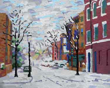 Telford Avenue III, 20 " x 16", Oil pastel melted on thirty gauge metal, February 2, 2014  by Tom Lohre.