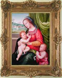 The Holy Family with other people inserted for the original painting by Tom Lohre.