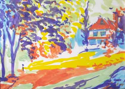 Sunderland Home, oil on canvas, 7" x 5", October 13, 2009, by Tom Lohre